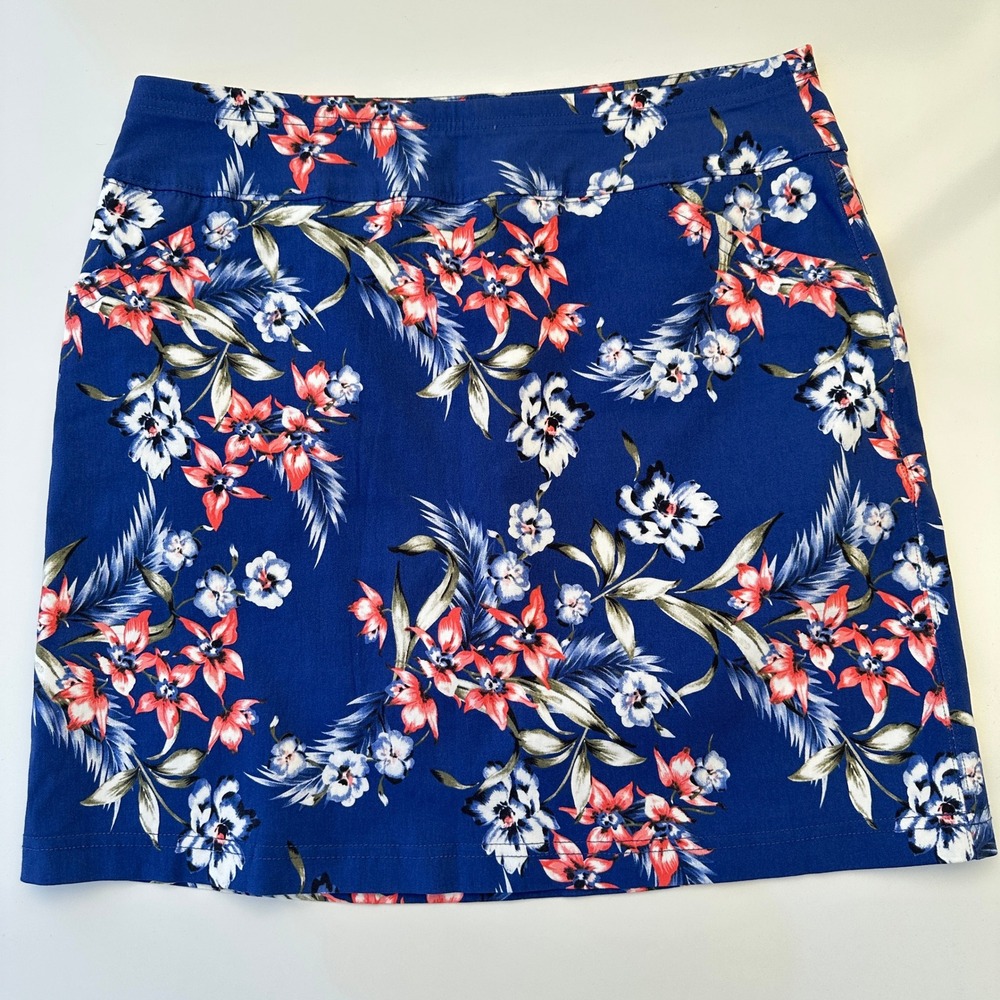 Mario Serrani Skort Blue Floral Comfort Stretch Tummy Control Medium NWT - Picture 8 of 10